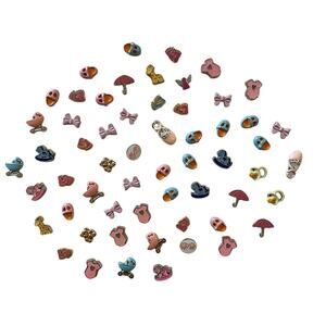 Lot of 60+ Pcs Floating Locket Jewelry Charms Pink Blue Newborn Boy Girl Baby